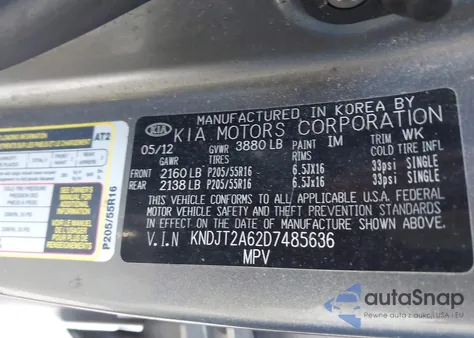 2013 Kia Soul + from USA, damaged, VIN KNDJT2A62D7485636